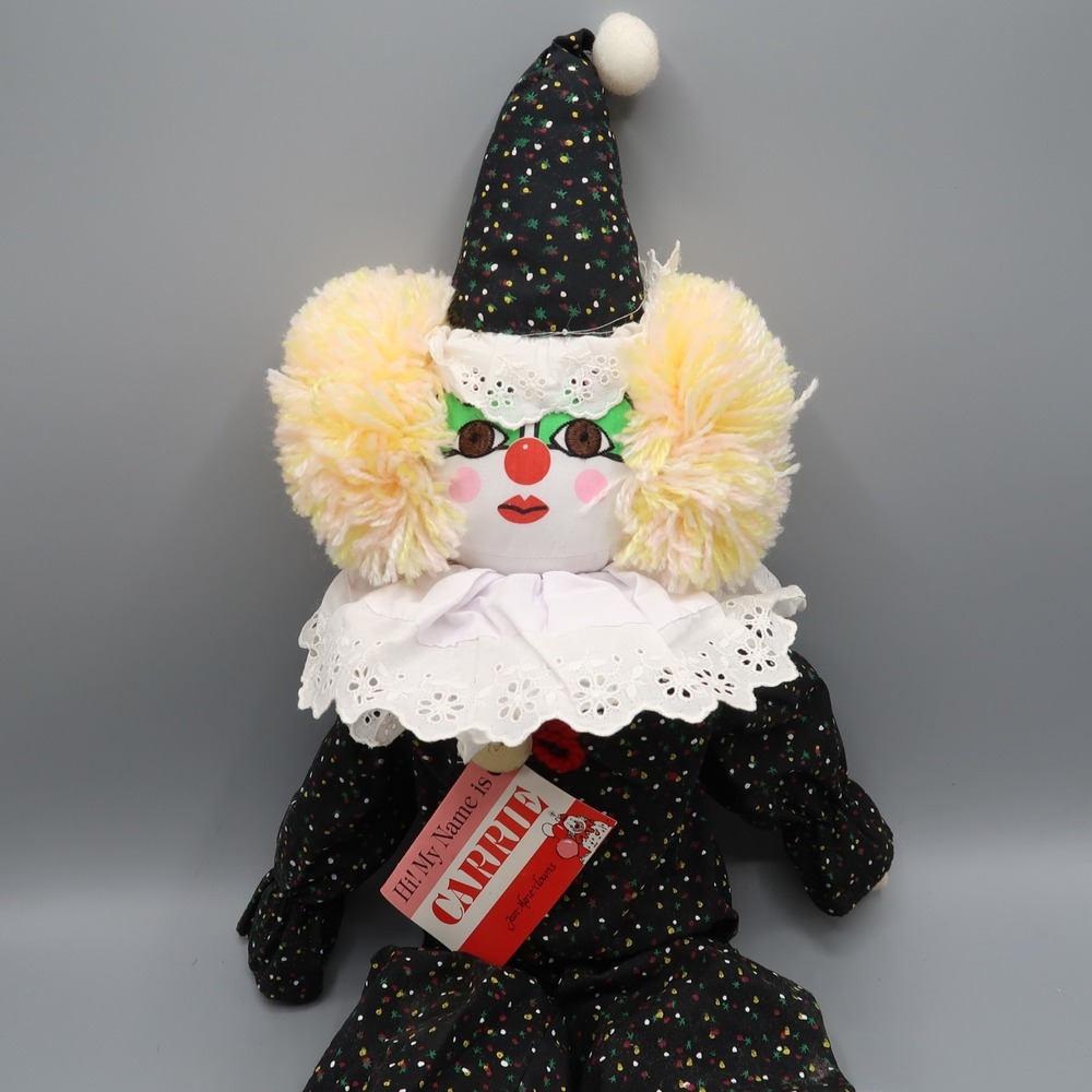 Vintage Clown Hall of Fame Clown Rag‎ Doll Fabric Folk Art Stuffed Plush